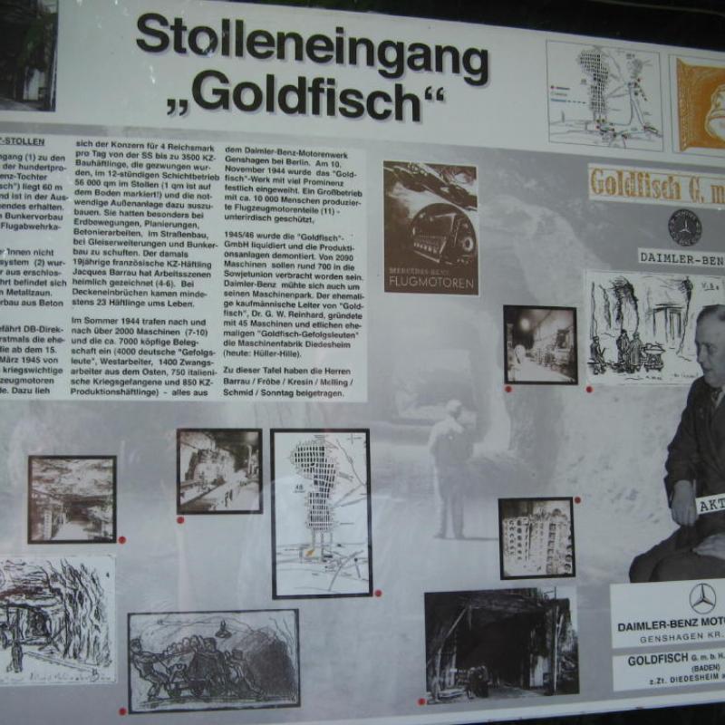 Informationsschild des Lehrpfades der KZ-Gedenkstätte Neckarelz
