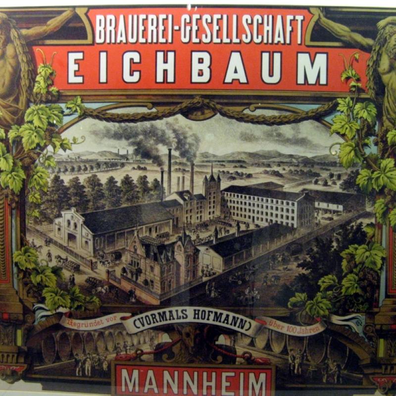Postkarte um 1881; links der Mitte die Villa des Brauereibesitzers (Quelle: Stadtarchiv MA)