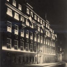 Verwaltungsgebäude der Montangesellschaft Saar mbH anlässlich der Saarabstimmung 1935, Foto Marchivum