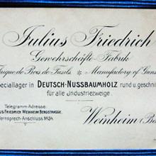 Visitenkarte von Julius Friedrich - Original 146 x 91 mm