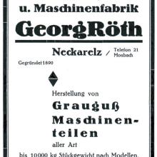 Eisengießerei Röth, Werbeanzeige vom Beginn der 1930er Jahre