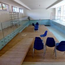Das Lehrschwimmbecken im Umbau zu einem Konferenzsaal 2017 (Foto: Ritter)