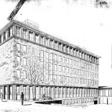 Verwaltungsgebäude Ansichtszeichnung 1957