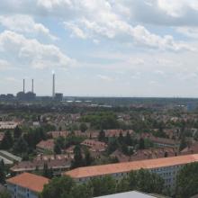 Die Gartenstadtsiedlung vom Dach der Hochschule (Foto: Ritter 2018)