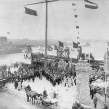 Einweihung des Industriehafens am 3. Juni 1907 in Anwesenheit des Großherzogs und der Großherzogin von Baden, Foto Marchivum