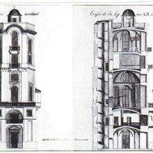 Mannheim, A4,6, Sternwarte, Ansichtszeichnung und Querschnitt von Traitteur 1811