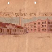 Rossleder-Fabrik am Bahnhof um 1905: Plan der ersten Lagerhalle und des Bariébaus in der ersten Ausführung - Quelle: Stadtarchiv Weinheim