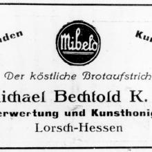 Mibelo-Anzeige mit Signet, Quelle und Copyright: Heimat- und Kulturverein Lorsch e.V.