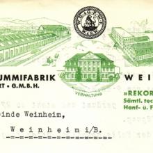 Briefkopf der Weinheimer Gummifabrik Weisbrod und Seifert 1932 - Bitte Vergößern ! - Quelle: Stadtarchiv Weinheim