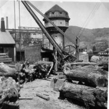Kran zum Entladen der Stämme ca. 1930 - Quelle: Privatbesitz