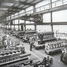 Montagehalle für Schwere Dieselmotoren (Quelle: Mannheim im Aufbau 1955, S. 129, Foto: Hans Bergerhausen)