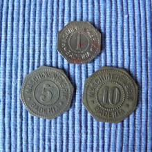 Kleingeldersatzmarken - Durchmesser des 1-Pfennig-Stücks von Kant zu Kante 16 mm