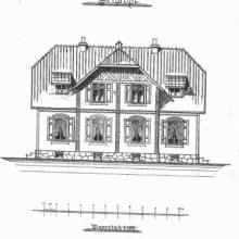 Siedlung der Einfamilienhaus-Rheinau GmbH, Ansichtszeichnung eines Doppelhauses, 1900 (Stadtarchiv Mannheim NL Ludwig Nr. 487)