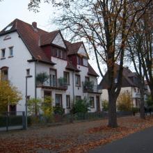 Siedlung der Rheinischen Gummi- und Celluloid-Fabrik, zwei Doppelwohnhäuser an der Wilhelm-Wundt-Straße, Foto 2011