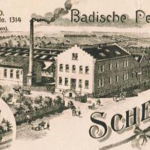 Die Fabrik auf einem historischen Briefkopf