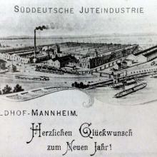 Die Jutefabrik auf eine Neujahrs-Postkarte von 1905 (Foto aus Heierling)
