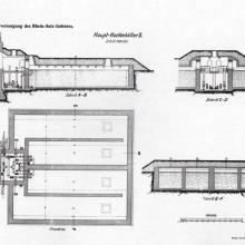 Plan des unterirdischen Wasserbehälters beim Wasserturm von Wintersheim (aus: Boehmer, Die Wasserversorgung des Rhein-Selz-Gebietes)