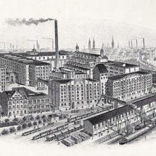 Walzmühle, Stich von 1910 aus der Werbeanzeige der Mühle